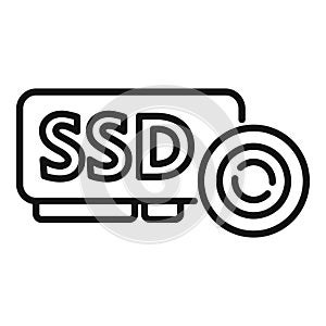 Ssd backup icon outline vector. Data cloud