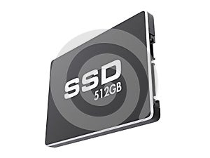 SSD drive. State solid , isolated on white background. 3d rendering