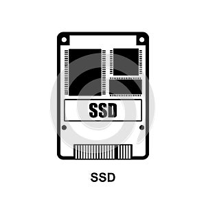 SSD icon. Solid state drive icon isolated on white background.