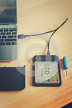 SSD and Laptop,solid state drive with sata 6 gb connection