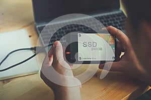 SSD and Laptop,solid state drive with sata 6 gb connection