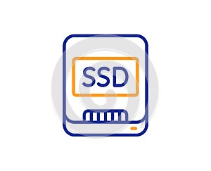 Ssd line icon. Computer memory component sign. Data storage. Vector