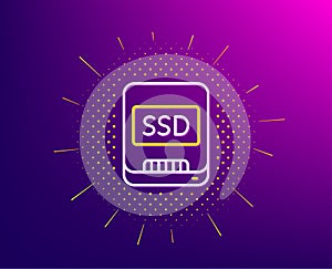 Ssd line icon. Computer memory component sign. Data storage. Vector