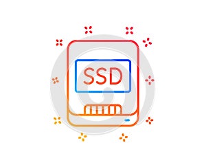 Ssd line icon. Computer memory component sign. Data storage. Vector
