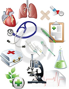 Sset of medicine objects.