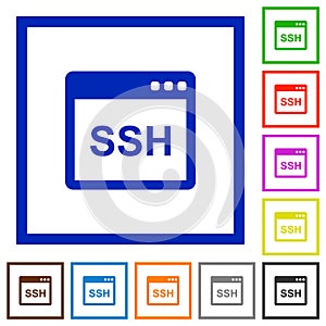 SSH client application flat framed icons