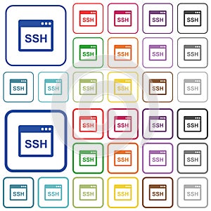 SSH client application outlined flat color icons