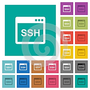 SSH client application square flat multi colored icons