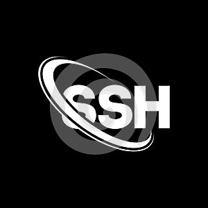 SSH logo. SSH letter. SSH letter logo design. Initials SSH logo linked with circle and uppercase monogram logo. SSH typography for