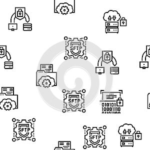 Ssh, Sftp File Transfer Protocol Icons Set Vector