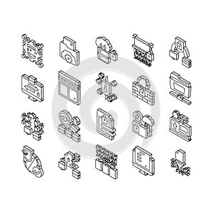 Ssh, Sftp File Transfer Protocol isometric icons set vector