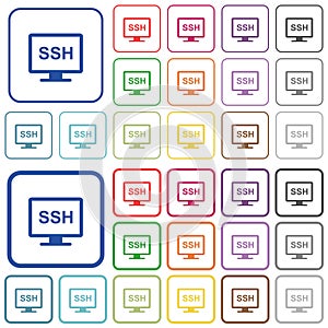 SSH terminal outlined flat color icons