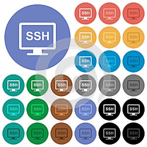 SSH terminal round flat multi colored icons