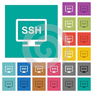 SSH terminal square flat multi colored icons