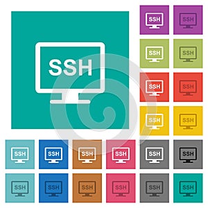 SSH terminal square flat multi colored icons photo