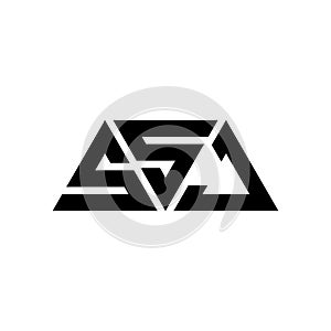 SSJ triangle letter logo design with triangle shape. SSJ triangle logo design monogram. SSJ triangle vector logo template with red