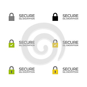 Ssl certificate bar/ button/ tag with lock photo