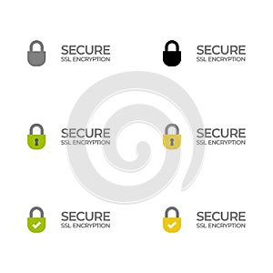 Ssl certificate bar/ button/ tag with lock photo