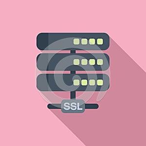SSL certificate server icon flat vector. Network security