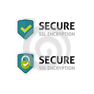 SSL certificate vector icon, secure encryption shield, secure lock symbol photo