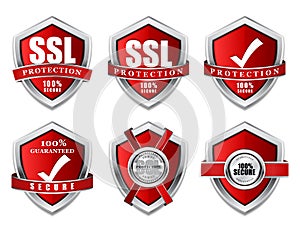 SSL Protection Secure Red Shield Vector Icon