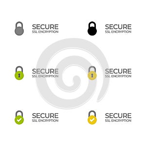 SSL Secure encryption tag /button /bar photo