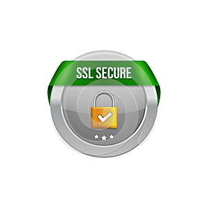 SSL secure protection symbol. SSL security transaction button with ribbon. Lock guard design icon