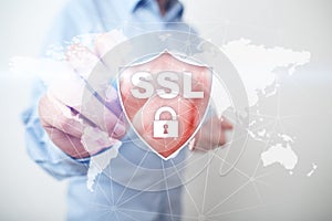 SSL Secure Sockets Layer, a computing protocol. Security of data sent via the Internet by using encryption.