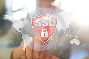 SSL Secure Sockets Layer, a computing protocol. Security of data sent via the Internet by using encryption.