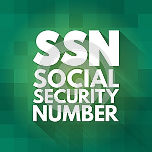 SSN - Social Security Number acronym, concept background photo