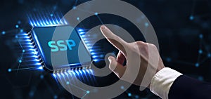 SSP - Supply Side Platform. Business, Technology, Internet and network concept