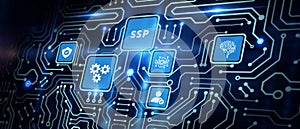 SSP - Supply Side Platform. Business, Technology, Internet and network concept