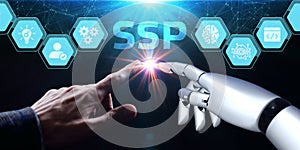 SSP - Supply Side Platform. Business, Technology, Internet and network concept