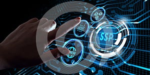 SSP - Supply Side Platform. Business, Technology, Internet and network concept