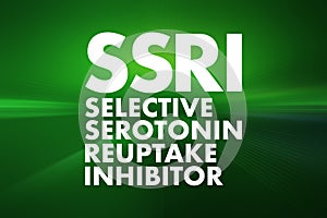 SSRI - Selective Serotonin Reuptake Inhibitor acronym, medical concept background