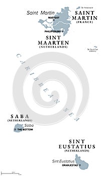 Saint Martin, Sint Eustatius and Saba, political map