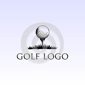 Simple Retro Vintage Ball Tee Grass Golf Sport Club Logo Design photo