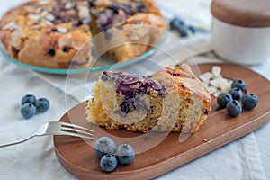 Ssweet home made almond blueberry pie on a plate