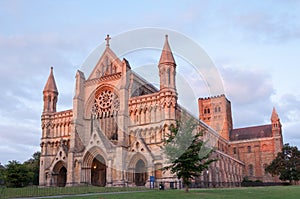 St Albans abbey in the setting sun