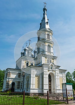 St. Alexander Nevsky Church in Stameriena, Latvia, on a sunny summer day