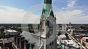 St. Alphonsus Church, Chicago USA. Aerial View of Clock Tower and Exterior