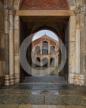 St. Ambrogio church at rainy day