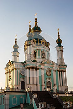 St Andreu church in Kiev at summer evening