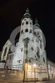 St. Andrew's Church on Grodzka Street by night