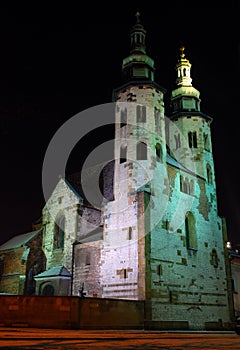 St. Andrew's Church on Grodzka Street by night - K