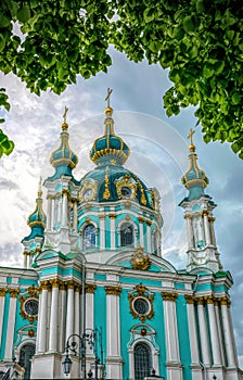 St. Andrew`s Church in Kiev, 18th century Baroque architecture