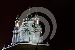 St. Andrew`s Church in Kiev, night view
