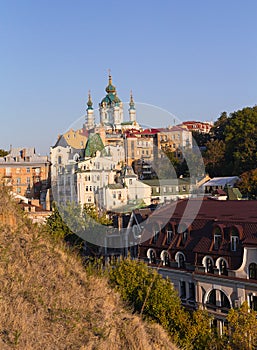 St. Andrew's Church and the old houses on the St. Andrew's Descent. Kiev