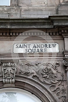St Andrew Square Sign; Edinburgh; Scotland