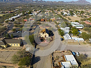 Tubac historic town center aerial view, Arizona, USA photo